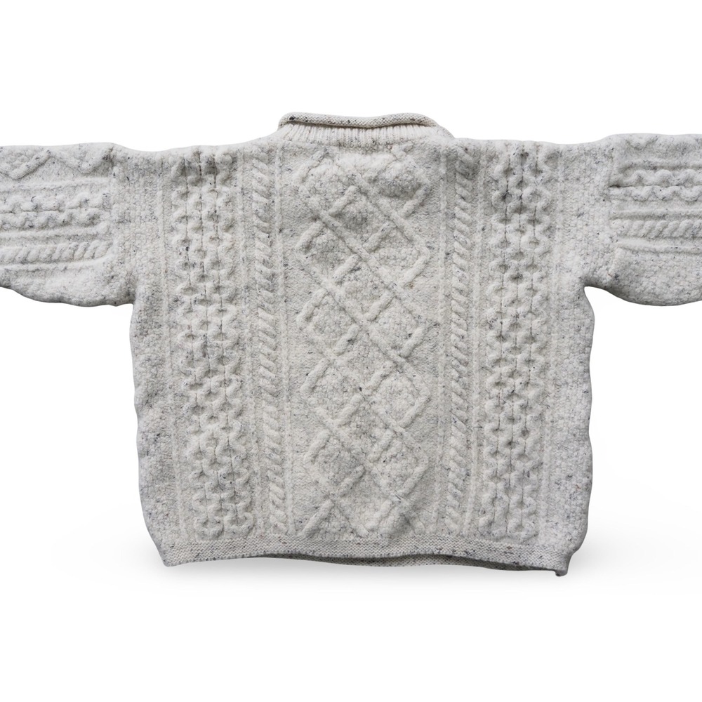 Oak Tree Original Cream Speckled‎ Cable Knit Roll Neck Wool Sweater Womens Small - Picture 5 of 9
